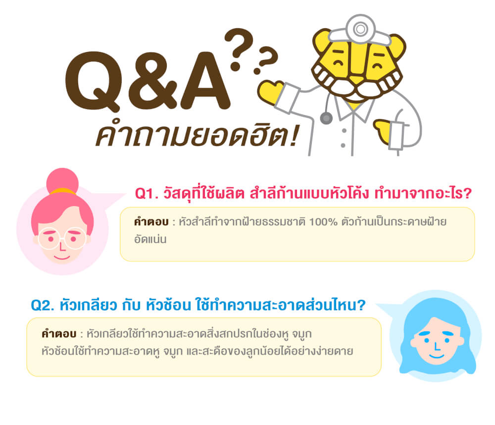 สำลีก้านสำหรับเด็ก BABY TATTOO หัวช้อนและหัวเกลียว 1 กล่อง